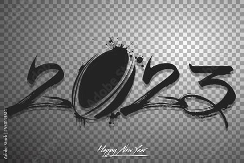 Happy New Year 2023 and rugby ball