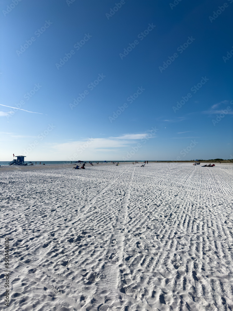 White sands blue water and blue skies. Siesta Key the no.1 beach in America. Sarasota Florida.