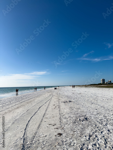 White sands blue water and blue skies. Siesta Key the no.1 beach in America. Sarasota Florida.