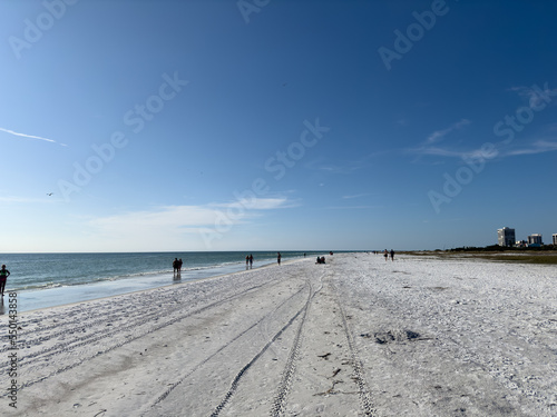 White sands blue water and blue skies. Siesta Key the no.1 beach in America. Sarasota Florida. photo