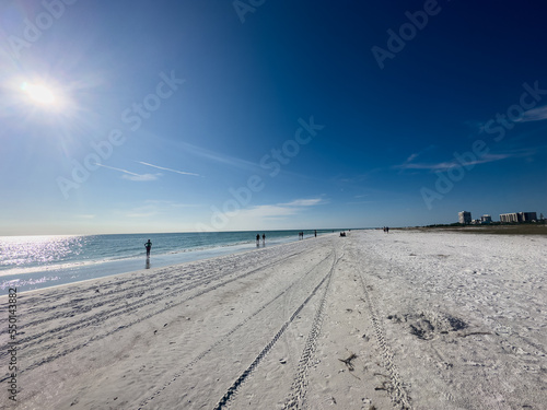 White sands blue water and blue skies. Siesta Key the no.1 beach in America. Sarasota Florida. photo