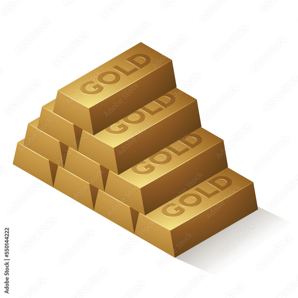 10 Gold Bars with Darker Embossed Text