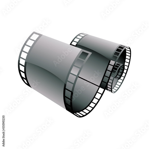 Grey Curly Film Strip on a White Background