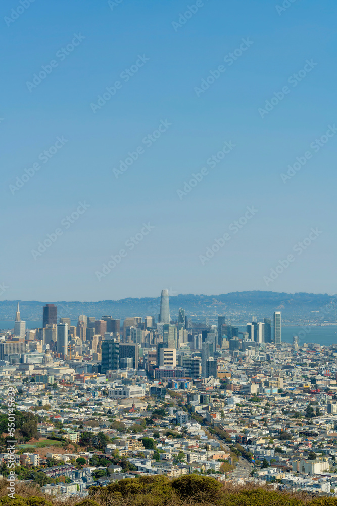 san francisco downtown with ocean and moutains san francisco downtown with ocean and moutains