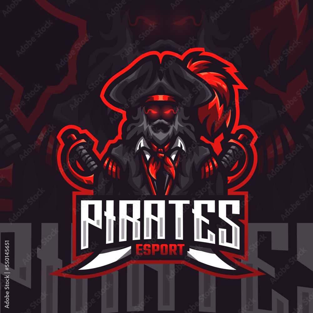 Pirate esports gaming logo Premium Vector