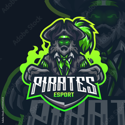 Pirate esports gaming logo Premium Vector