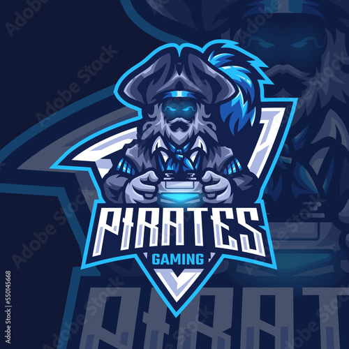Pirate esports gaming logo Premium Vector