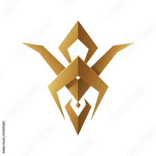 Golden Abstract Tribal Bug on a White Background
