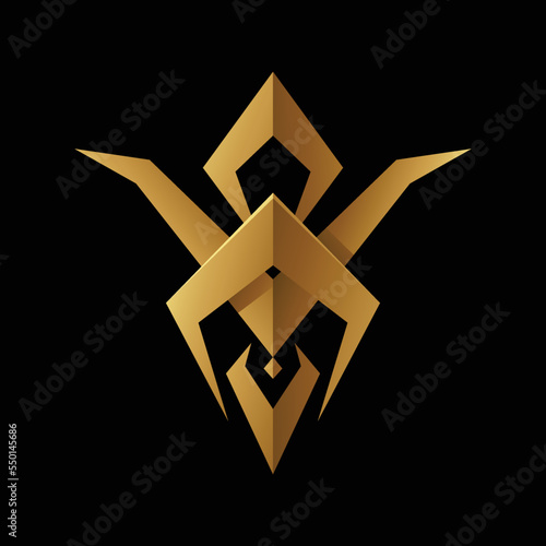 Golden Abstract Tribal Bug on a Black Background