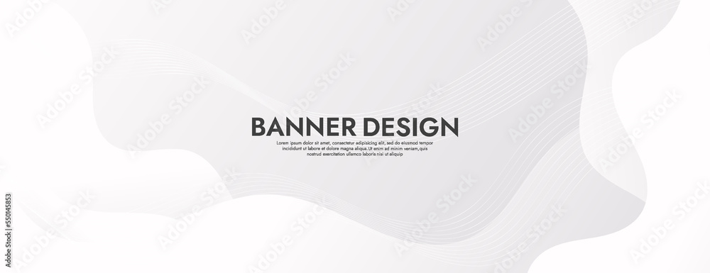Abstract White Fluid Banner Template. Modern background design. gradient color. Dynamic Waves. Liquid shapes composition. Fit for banners