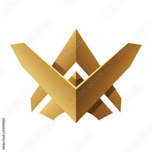 Golden Abstract Tribal Wings on a White Background
