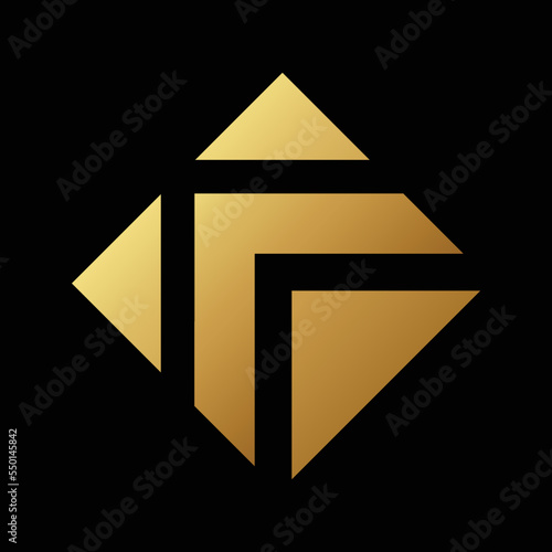 Golden Arrow Diamond Icon on a Black Background