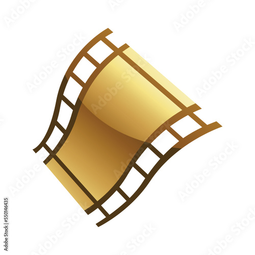 Golden Film Reel on a White Background