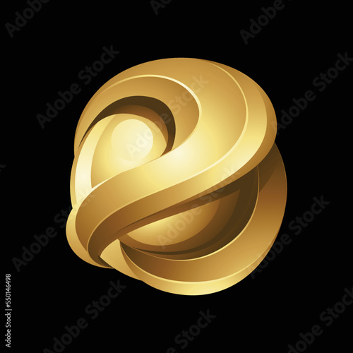 Golden Glossy 3d Sphere on a Black Background