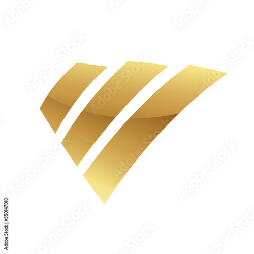 Golden Glossy Bars on a White Background