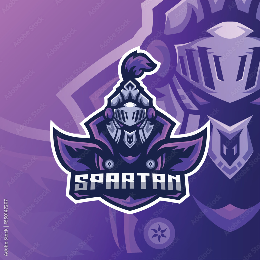 Spartan Mascot Esport Logo Design Illustration For Gaming Club