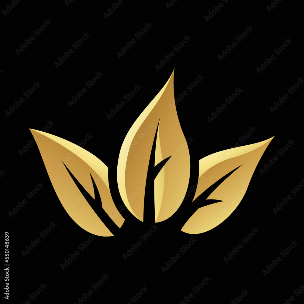 Golden Glossy Tobacco Leaves on a Black Background Golden Glossy Tobacco Leaves on a Black Background