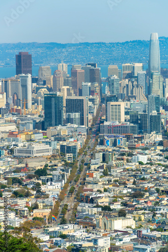 Canvas Print peaceful downtown san francisco with mian road
