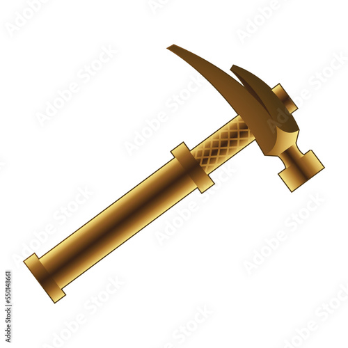 Golden Hammer on a White Background