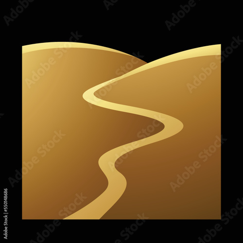 Golden Hills and River on a Black Background