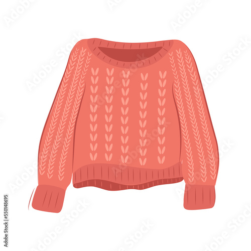 Knitted red sweater on white background for web