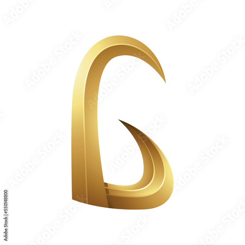 Golden Horn-like Letter G on a White Background