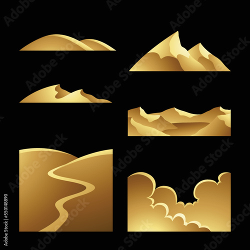 Golden Landscapes on a Black Background