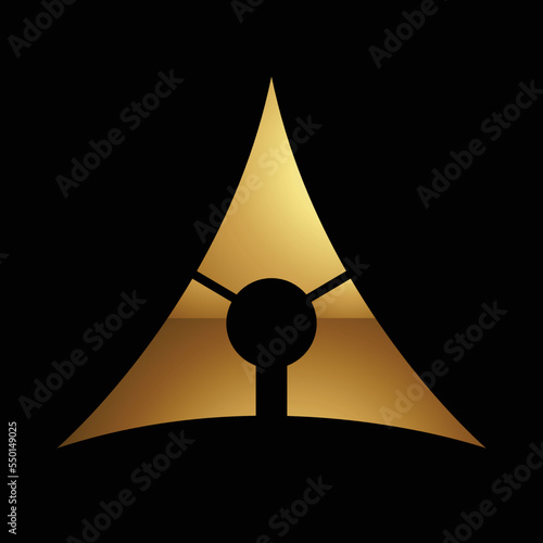 Golden Letter A Symbol on a Black Background - Icon 6