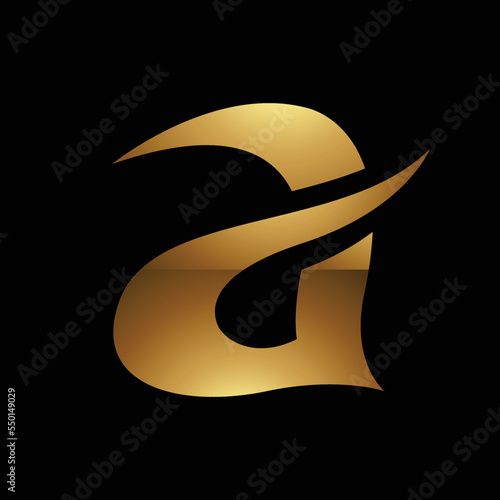 Golden Letter A Symbol on a Black Background - Icon 7