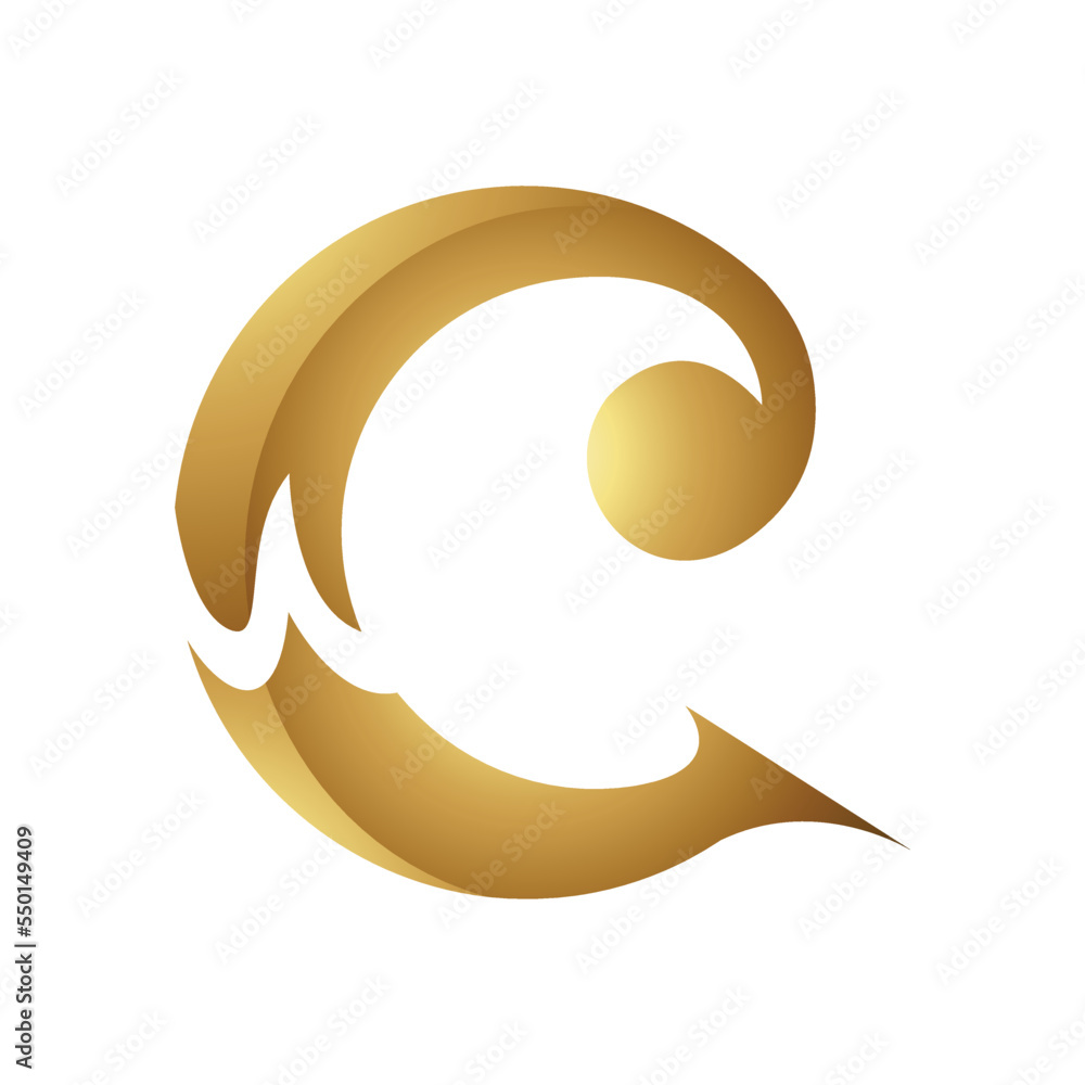 Golden Letter C Symbol on a White Background - Icon 7 Golden Letter C Symbol on a White Background - Icon 7