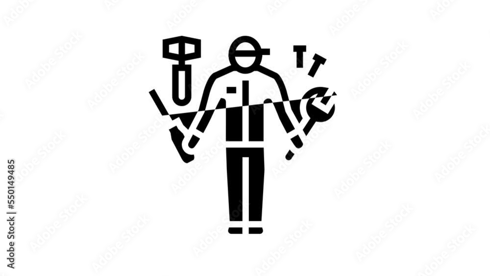 handyman worker line icon animation handyman worker line icon animation