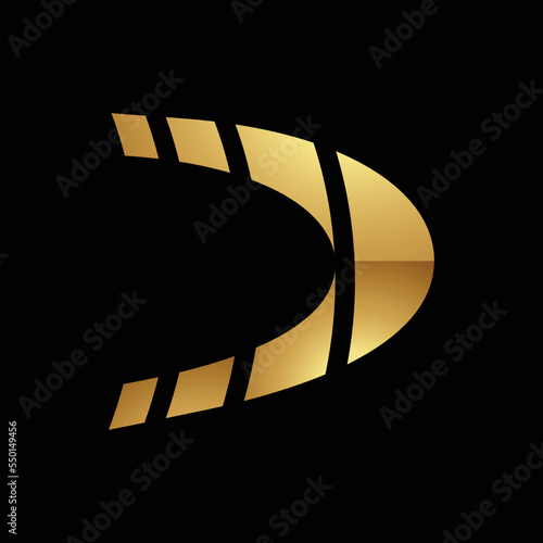 Golden Letter D Symbol on a Black Background - Icon 5