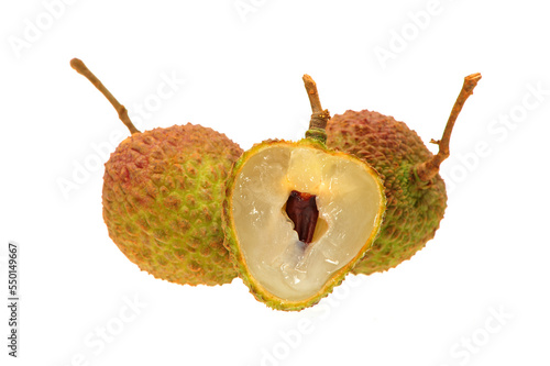 Lychee fruit. Fresh lychees fruit in isolated on white background  photo