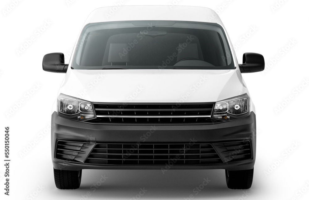 front view of van isolated on empty background for mockup