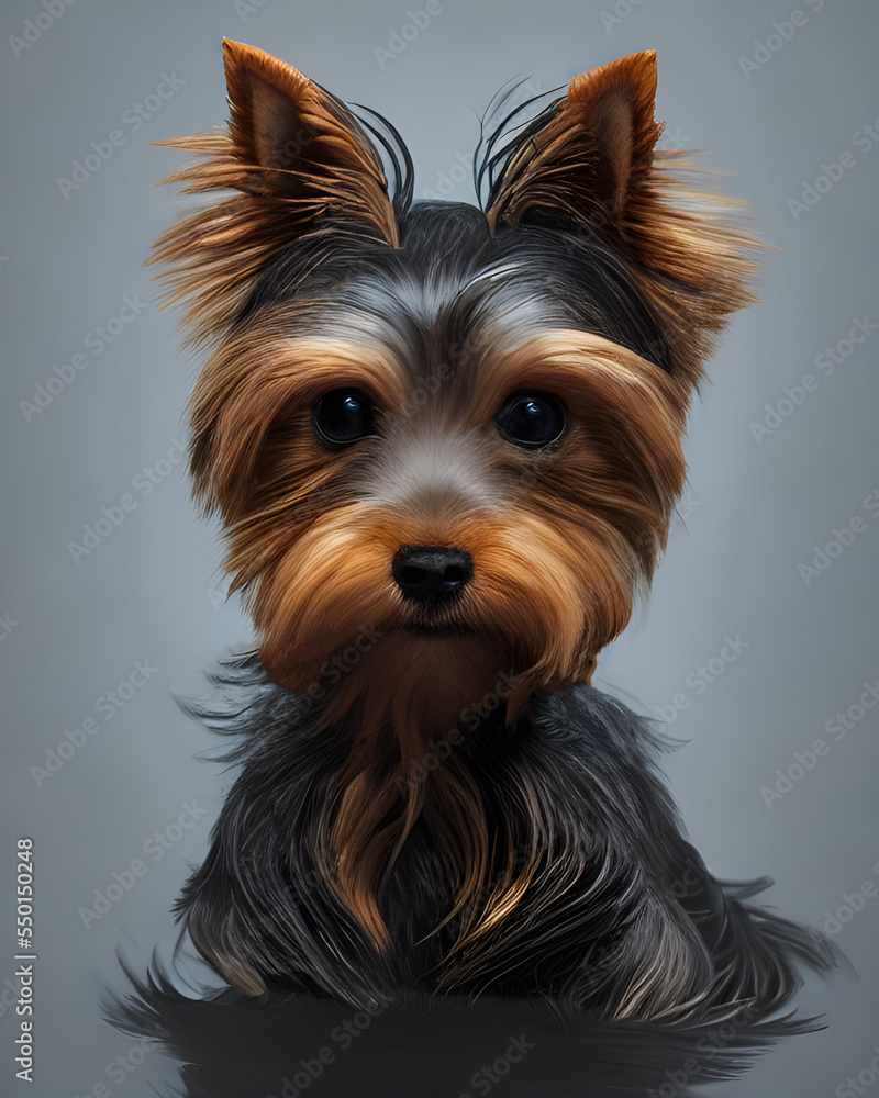 Digital Illustration Yorkshire Terrier Portrait