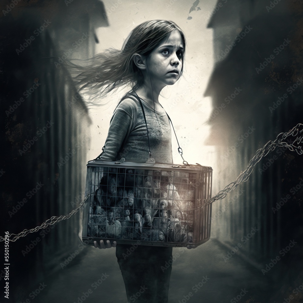 Human trafficking and kidnapping, modern slavery, woman sexually