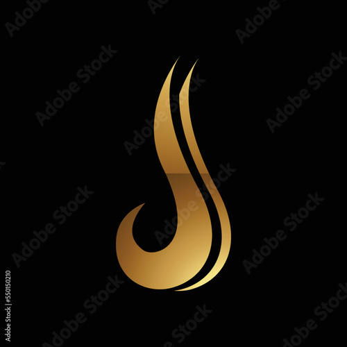 Golden Letter J Symbol on a Black Background - Icon 2