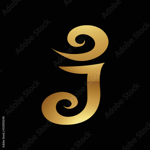 Golden Letter J Symbol on a Black Background - Icon 7