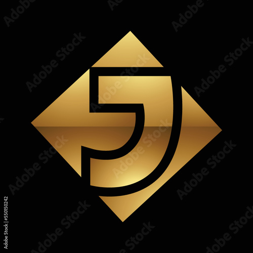 Golden Letter J Symbol on a Black Background - Icon 8