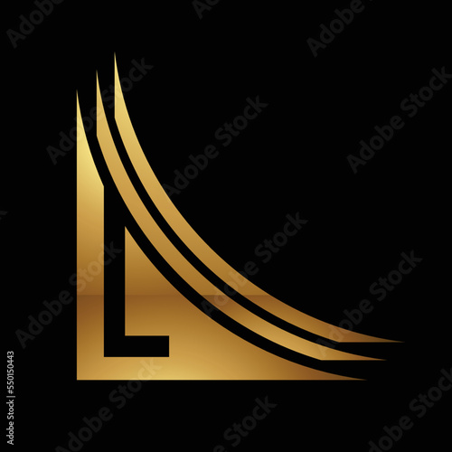 Golden Letter L Symbol on a Black Background - Icon 1