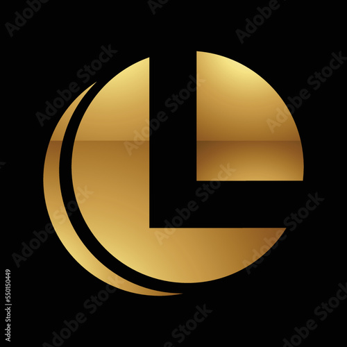 Golden Letter L Symbol on a Black Background - Icon 2