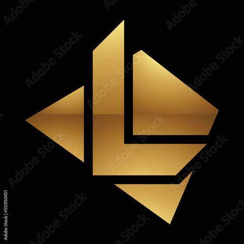 Golden Letter L Symbol on a Black Background - Icon 3