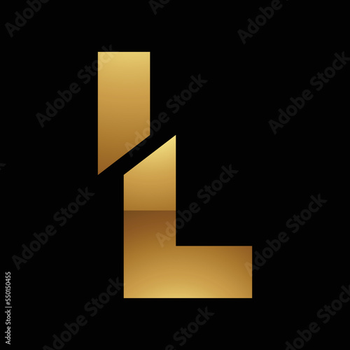 Golden Letter L Symbol on a Black Background - Icon 4