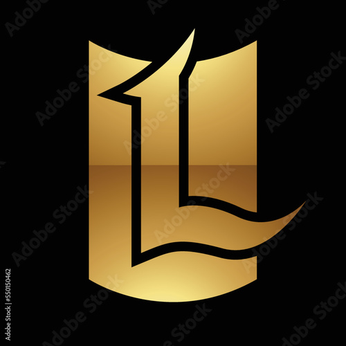 Golden Letter L Symbol on a Black Background - Icon 5