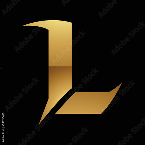 Golden Letter L Symbol on a Black Background - Icon 6