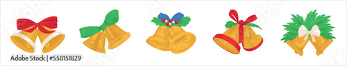 Set of Christmas jingle bells on white background
