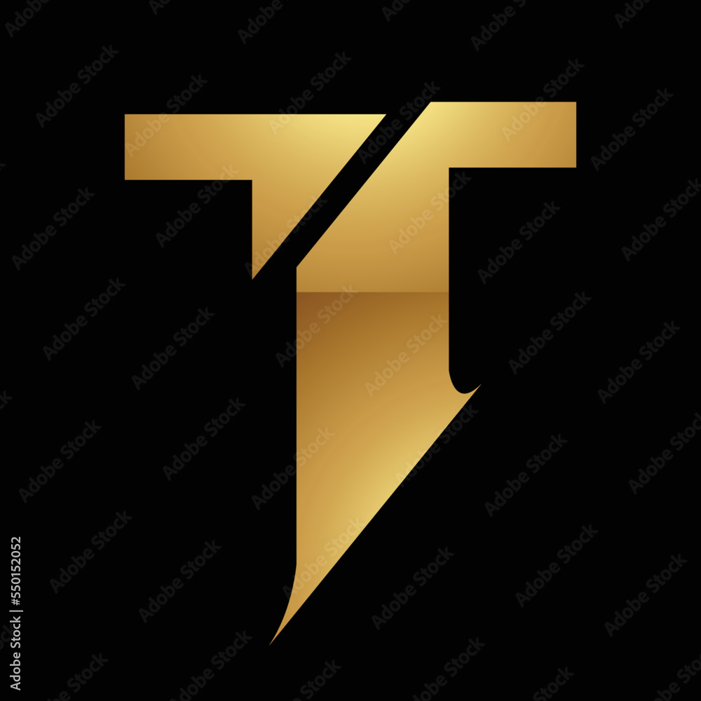 Golden Letter T Symbol on a Black Background - Icon 9 Golden Letter T Symbol on a Black Background - Icon 9