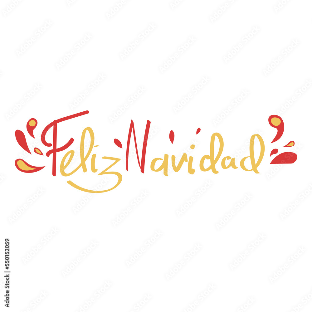 Text FELIZ NAVIDAD (Spanish for Merry Christmas) on white background