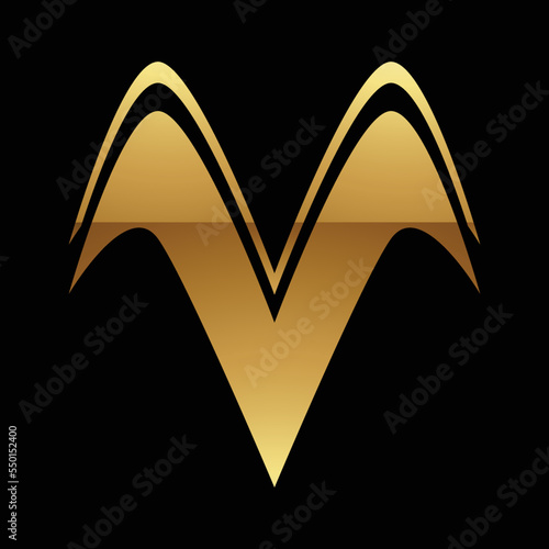 Golden Letter V Symbol on a Black Background - Icon 7