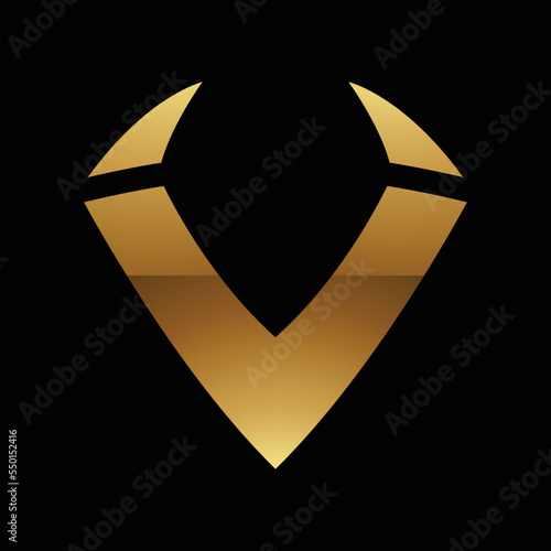 Golden Letter V Symbol on a Black Background - Icon 8